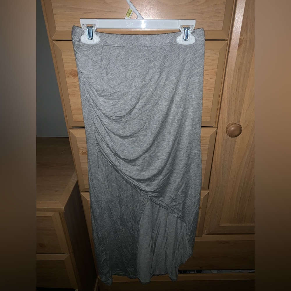 Vintage Seductions Y2K grey slit ruched long skirt